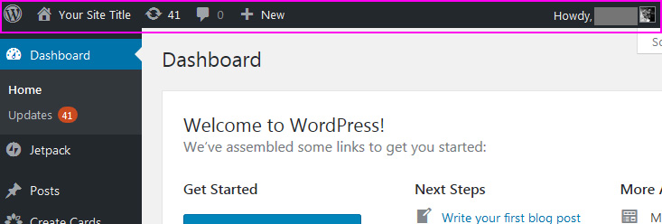Starting a WordPress blog - elements of the dashboard