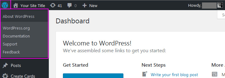 WordPress top menu