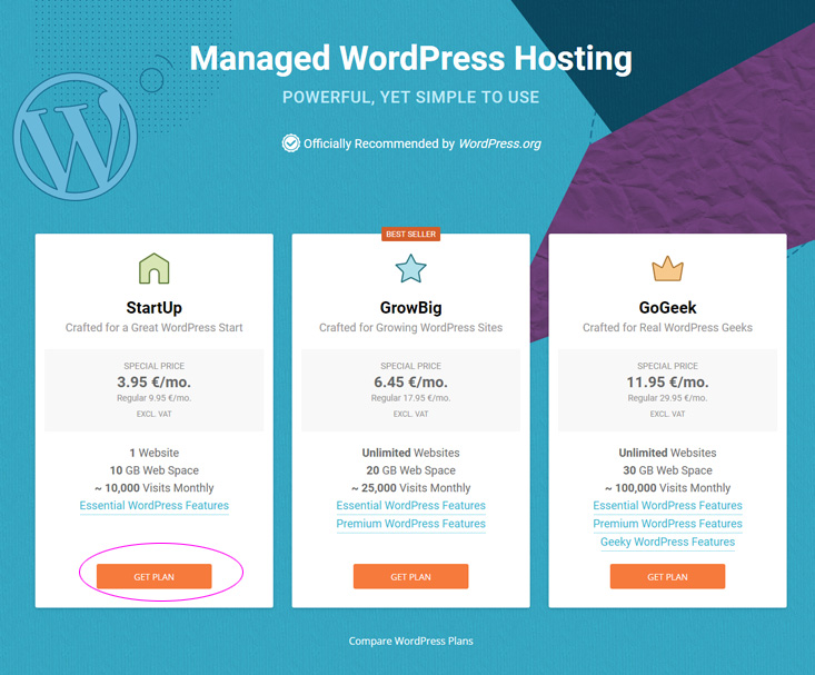 Starting a WordPress blog - WordPress hosting plan