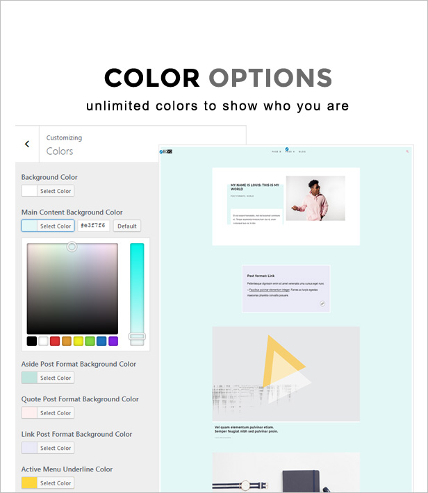 Free WordPress template with color options