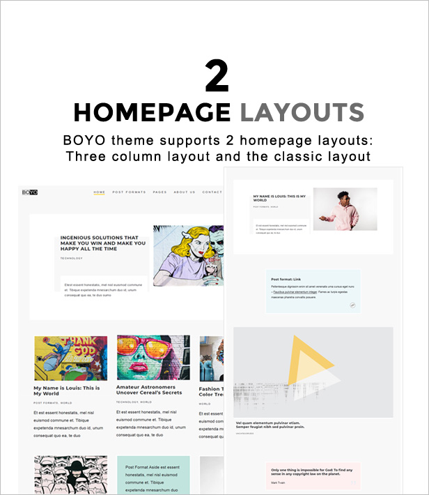 Homepage Layouts in WordPress theme