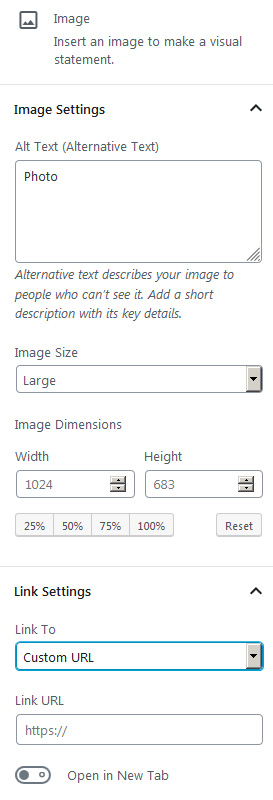 Adding an image in Block editor