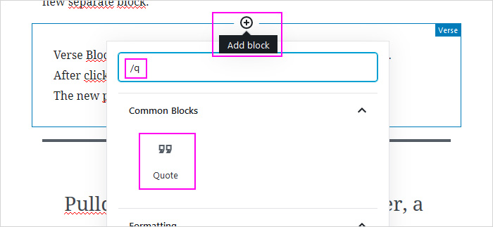 Quote Block in the new WordPress block editor