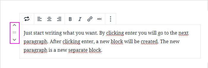 Paragraph settings in WP block editor