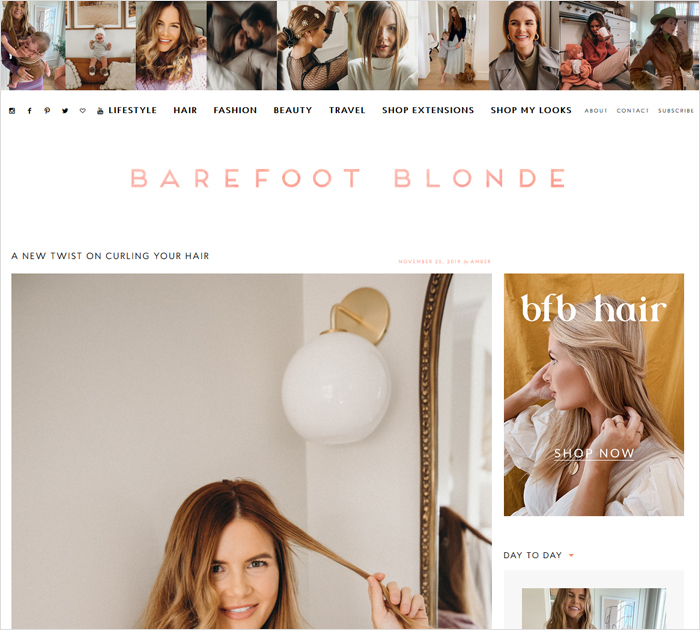 Barefoot Blonde - Lifestyle blog - site screen shot