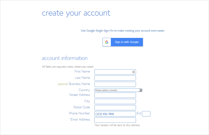 Enter account information
