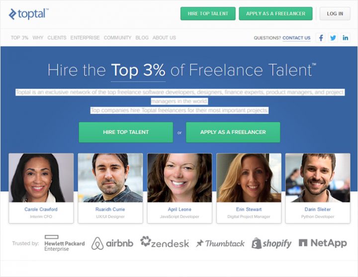 Toptal - hire top 3% of WordPress freelancers