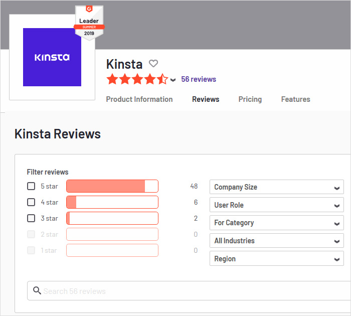 Kinsta users reviews