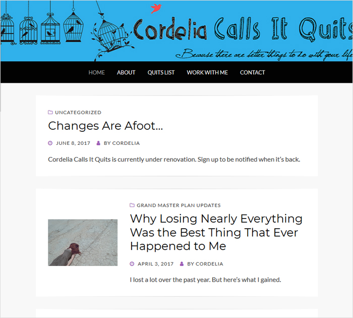 Cordelia Calls It Quits blog