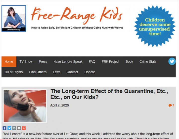 Free-Range Kids site screen shot