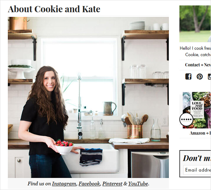 About me page - Cookie and Kate site