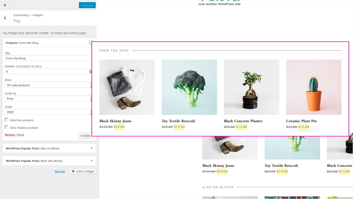 Show your products with Blover ecommerce theme