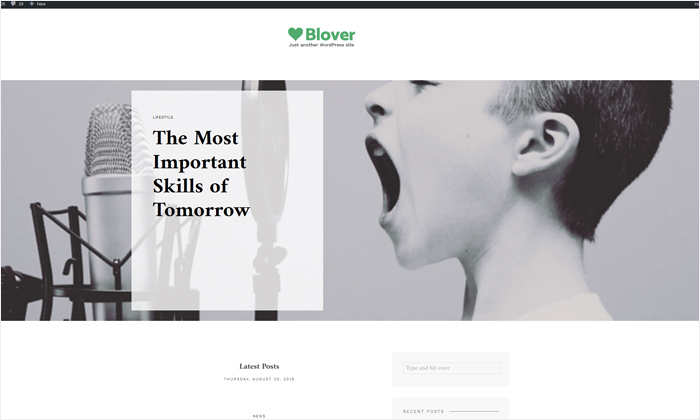 Homepage slider in Blover free WordPress theme