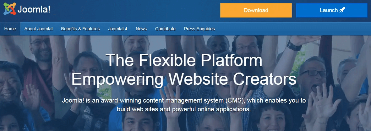Joomla CMS Platform Home Page