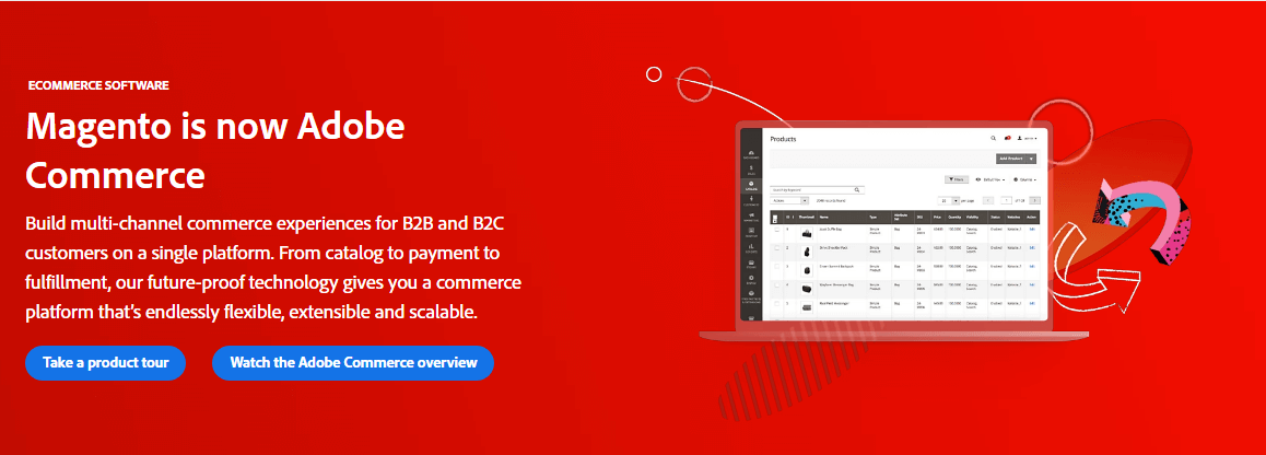 Adobe Commerce CMS PLatform Home Page