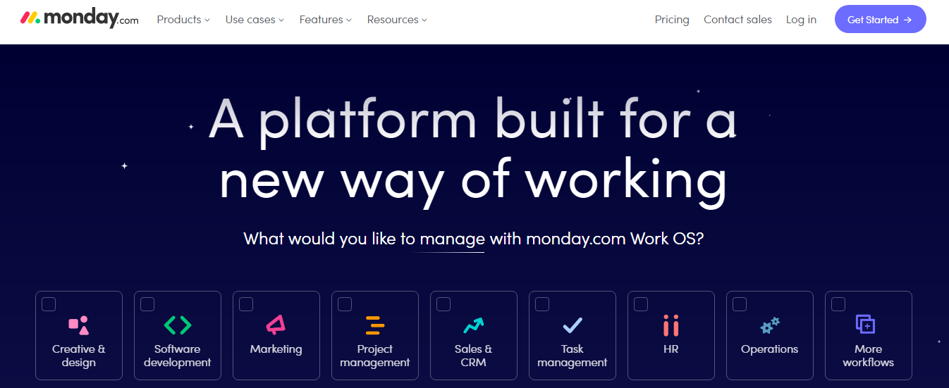Monday.com CMS Platform Home Page
