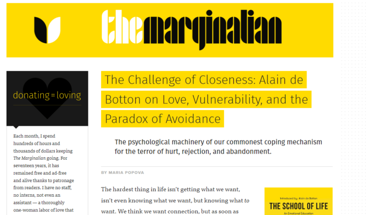 The MArginalian Self Improvement Blog Homepage