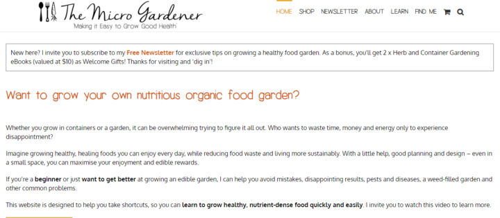 the micro gardener gardening blog home page