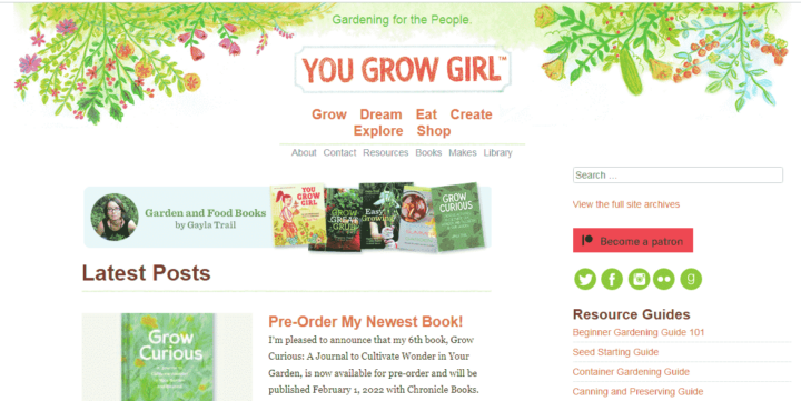 you grow girl gardening blog home page