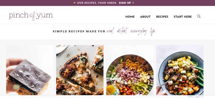 pinch of yum recipe website