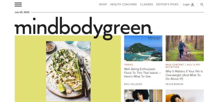 mindbodygreen lifestyle blog home page