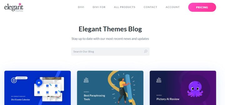 elegant themes wordpress blog home page
