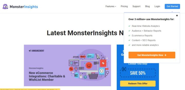 monsterinsights blog homepage