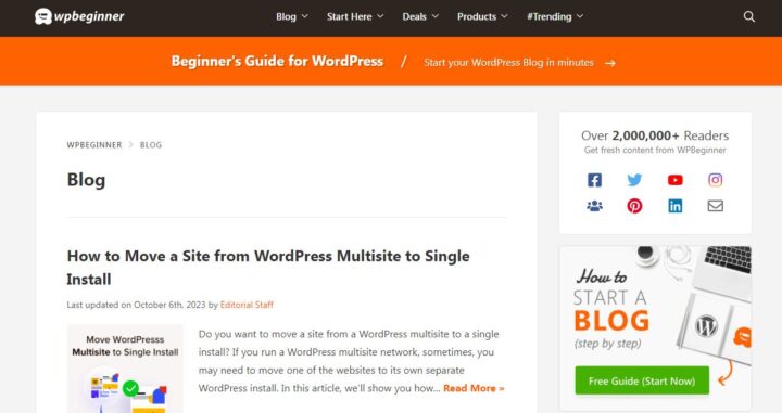 wpbeginner wordpress blog home page