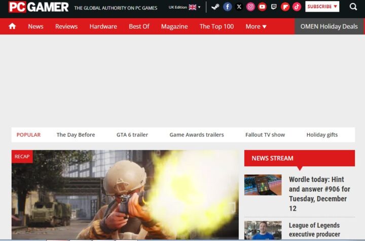 pc gamer home page